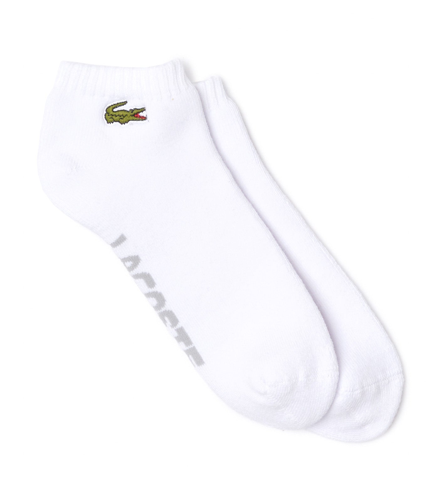 Men's Lacoste SPORT Branded Stretch Cotton Low-Cut Socks White/Silver Chine