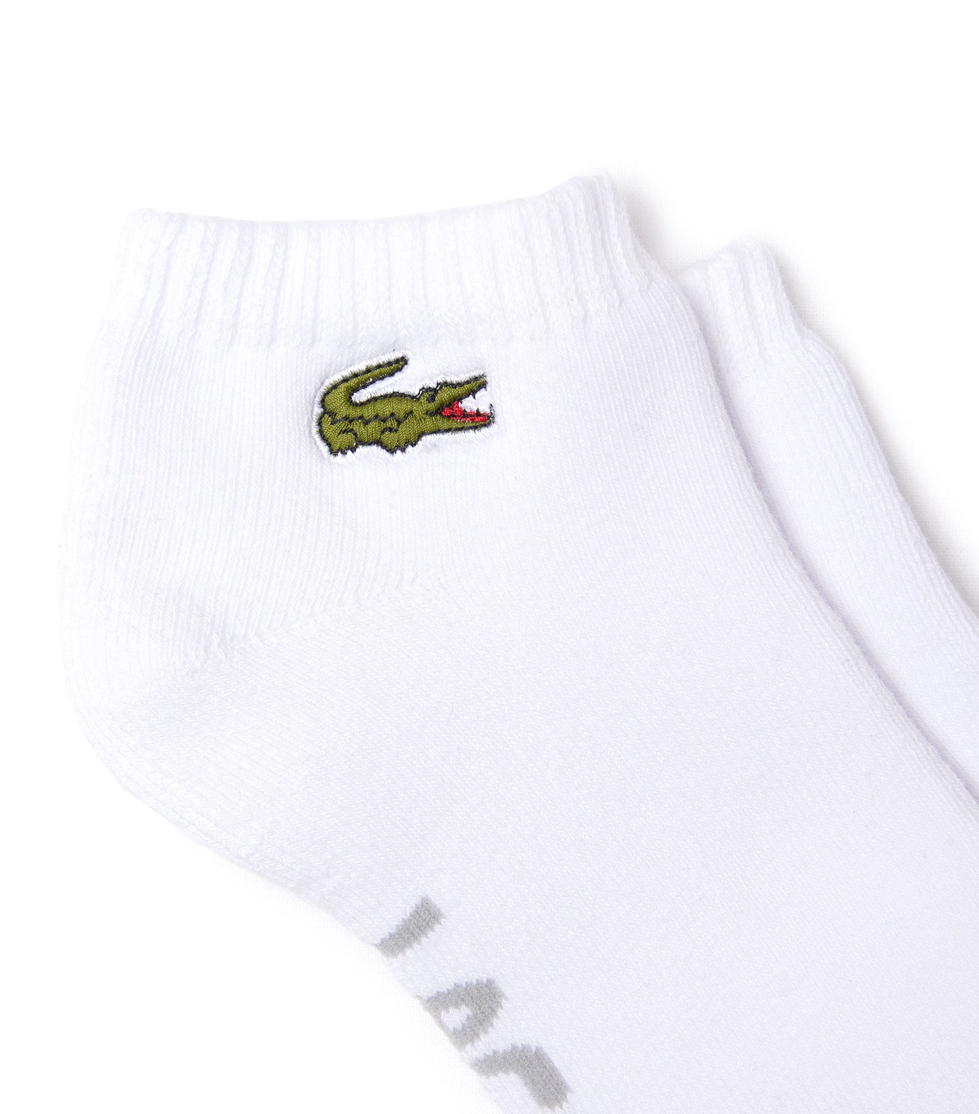 Men's Lacoste SPORT Branded Stretch Cotton Low-Cut Socks White/Silver Chine