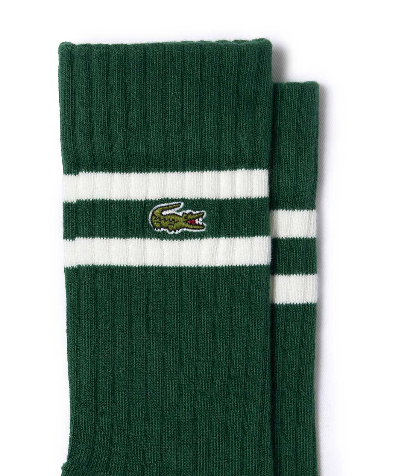 Unisex Ribbed Knit Socks With Contrast Stripes Green/Flour