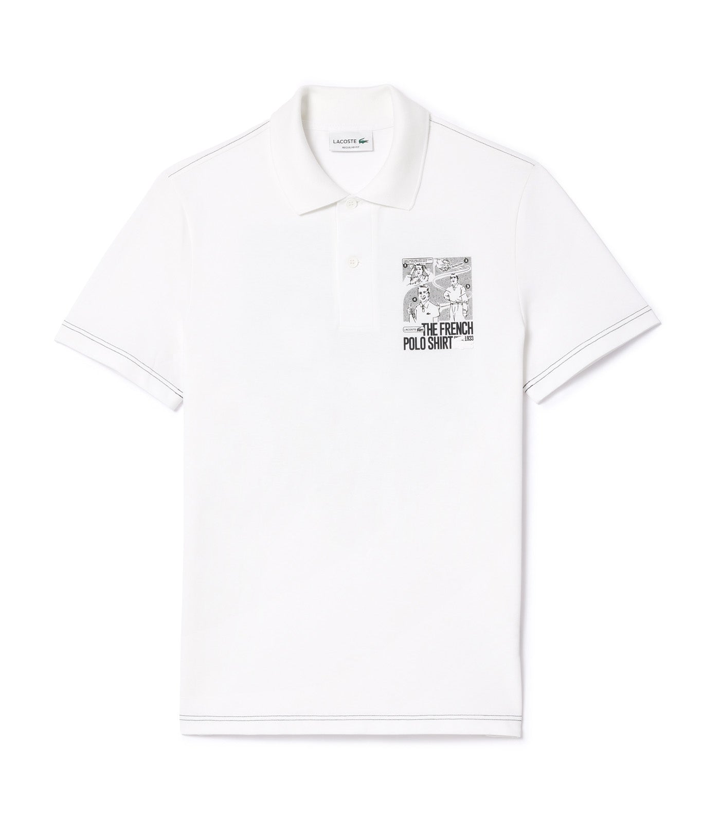 Back and Front Print Lacoste Movement Polo Shirt White