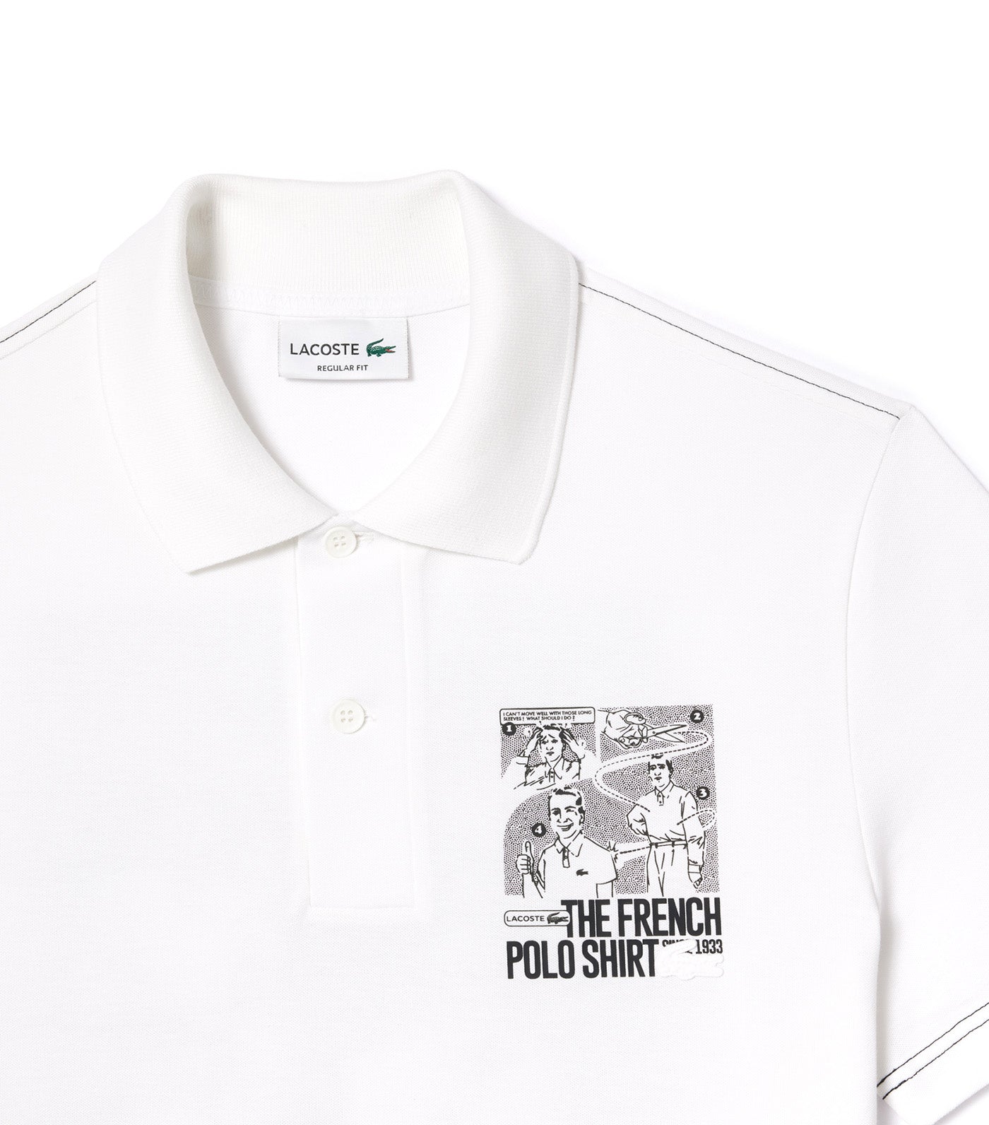 Back and Front Print Lacoste Movement Polo Shirt White