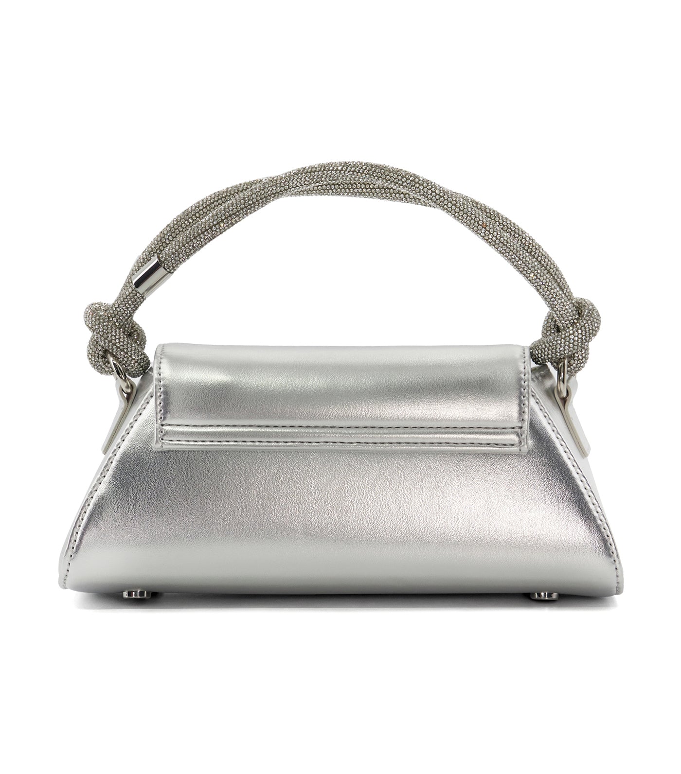 Brynley Twist Trim Handle Bag Silver-Plain Synthetic