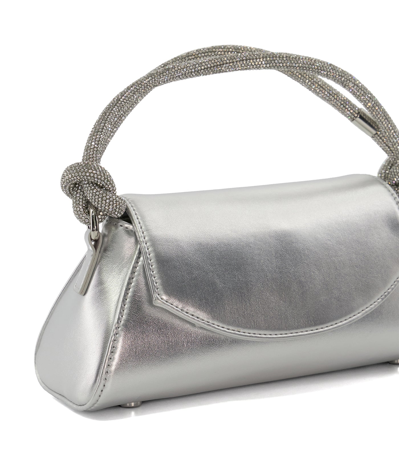 Brynley Twist Trim Handle Bag Silver-Plain Synthetic