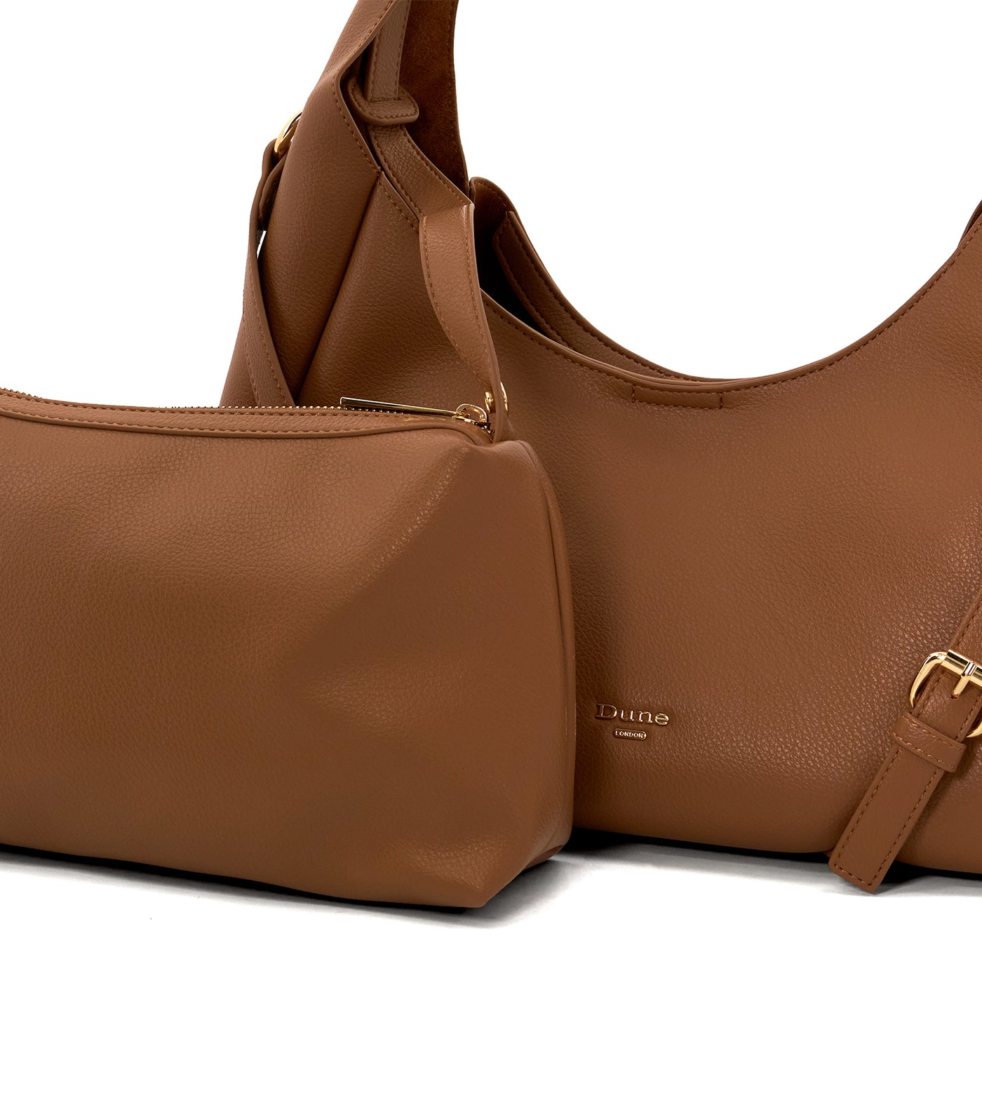 Downton Large Strap Detail Shoulder Bag Camel-Synthetic