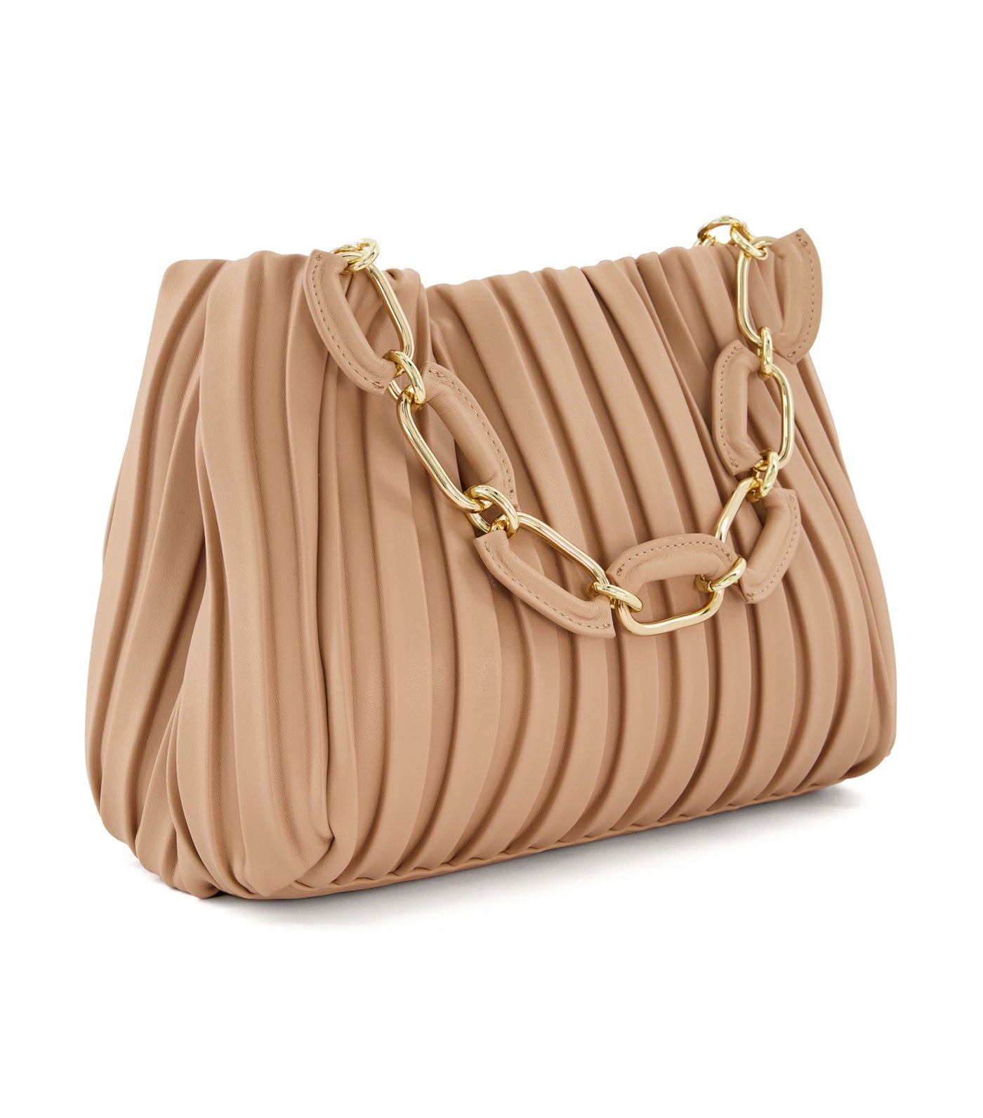 Dominie Medium Pleated Chain-Handle Slouch Bag Blush-Synthetic