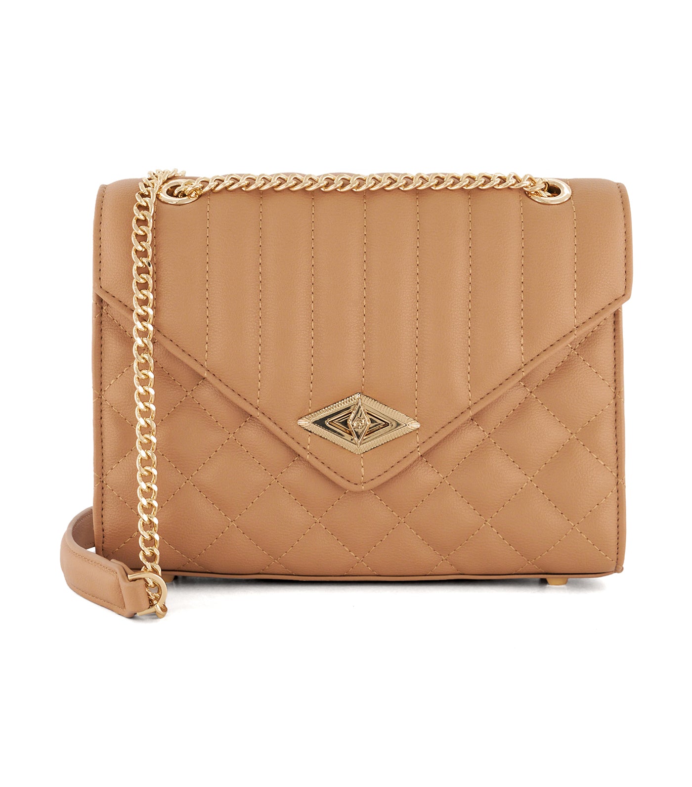 Dellsie Quilted Slim Clutch Bag Camel-Synthetic