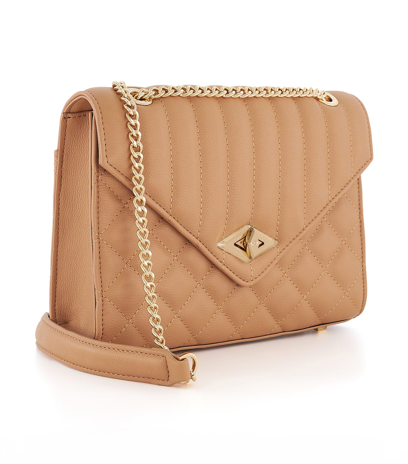 Dellsie Quilted Slim Clutch Bag Camel-Synthetic