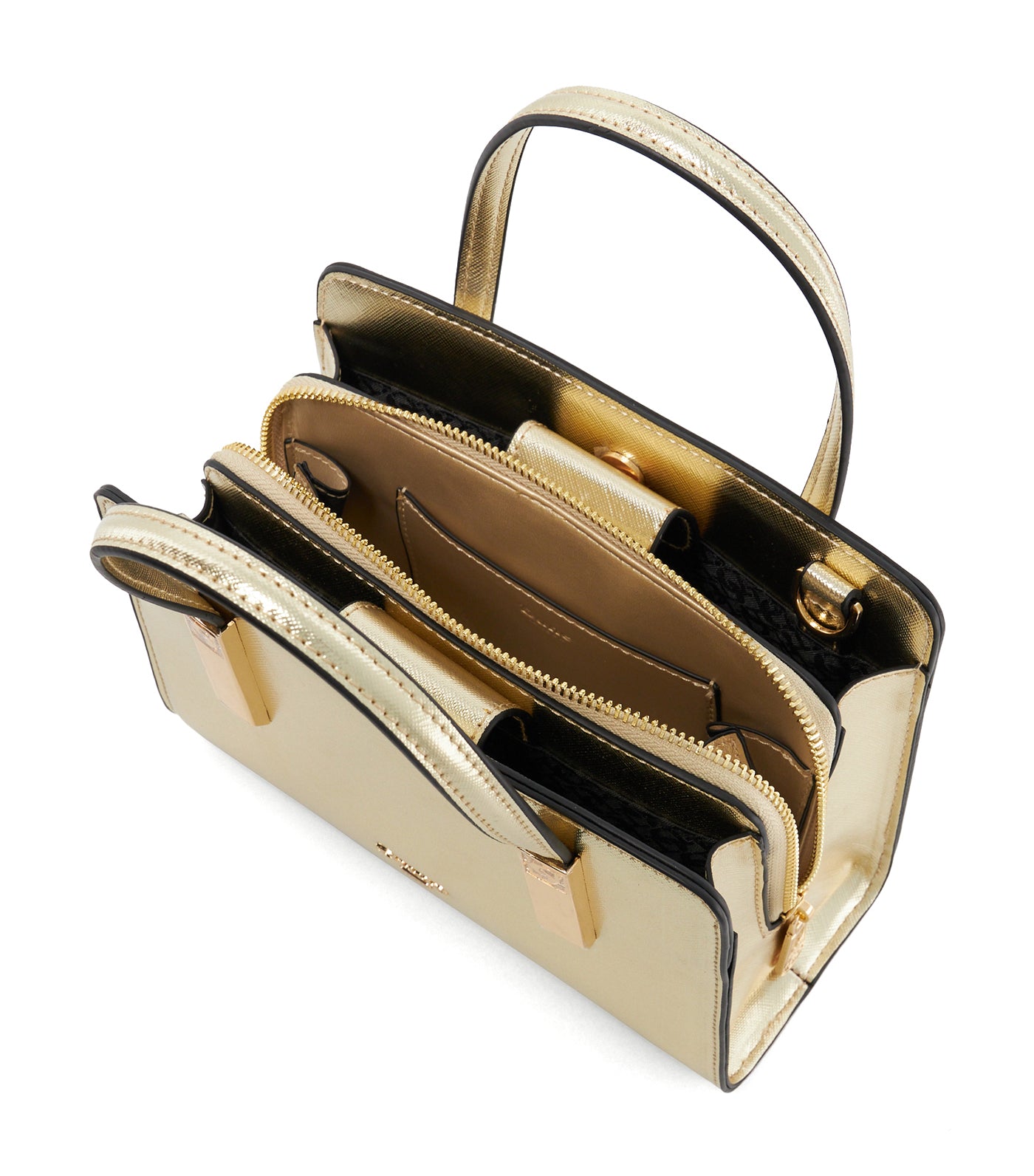 Dinkiedenbeigh Mini Branded Handle Tote Bag Gold-Plain Synthetic