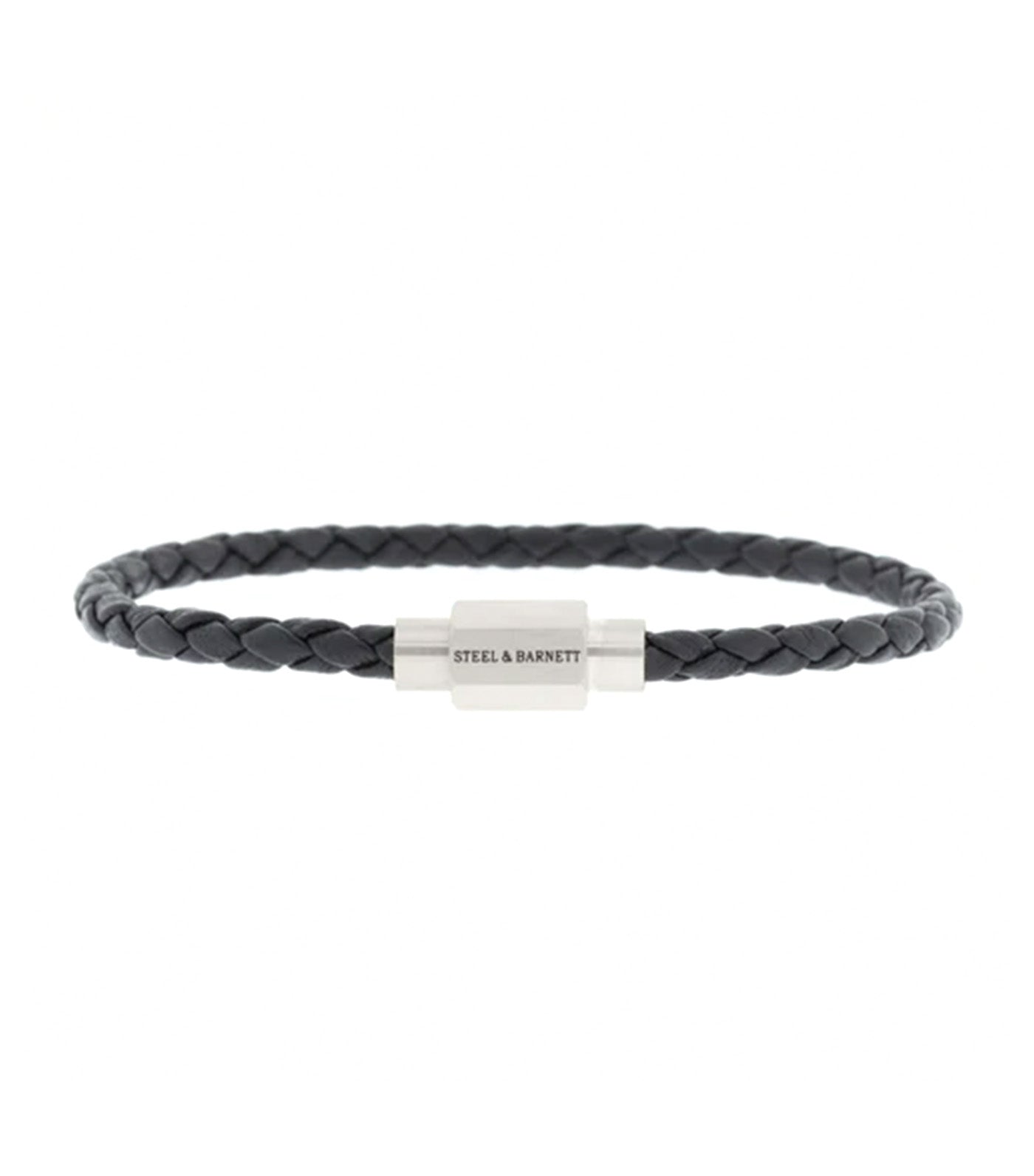 Luke Landon Nappa Leather Bracelet Black/Silver