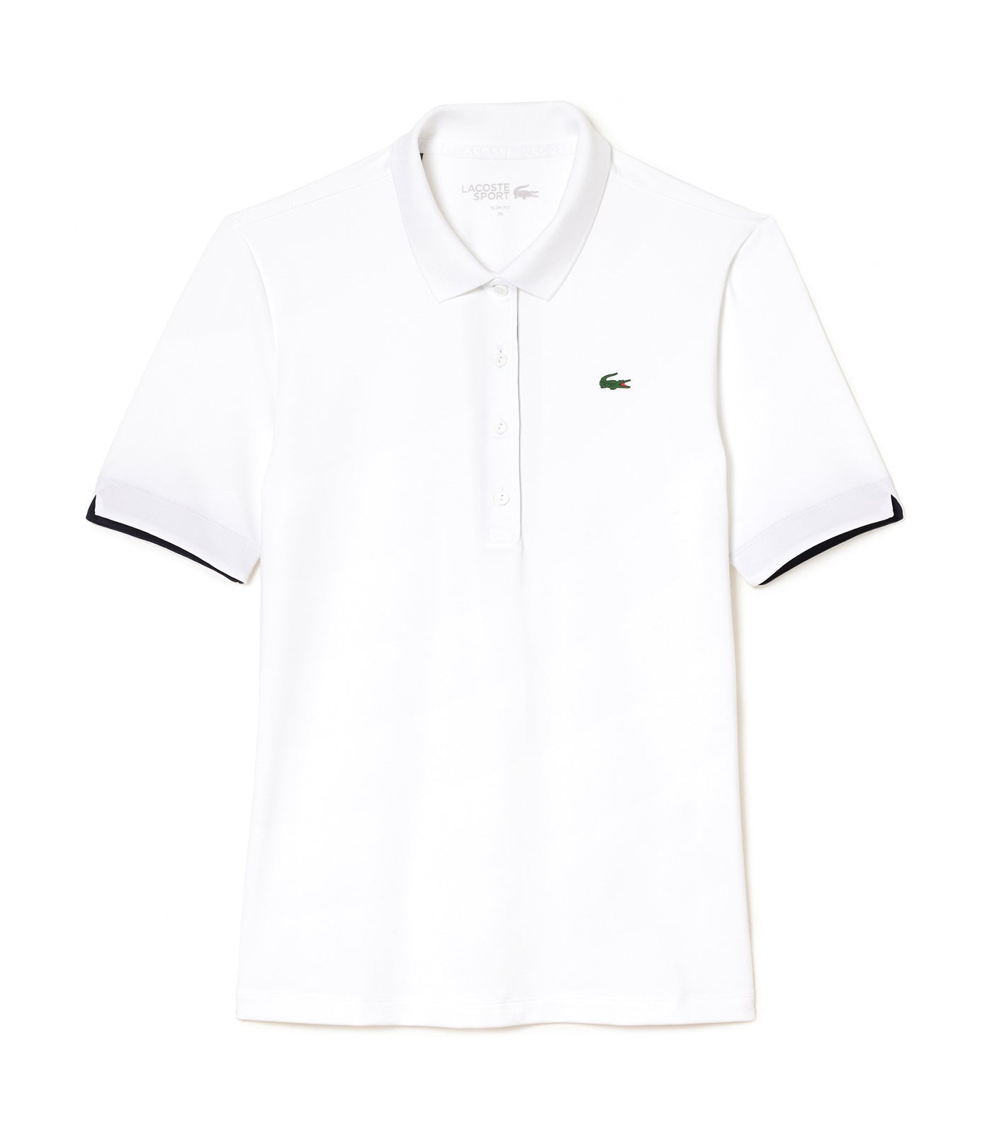 Women's Lacoste SPORT Breathable Stretch Golf Polo Shirt White/Navy Blue