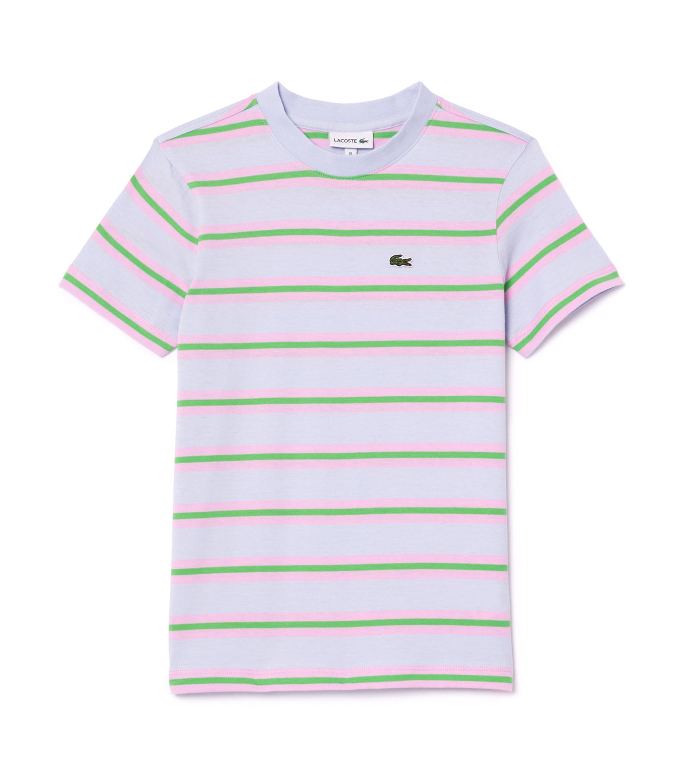 Kids’ Lacoste Stripe Print Cotton Jersey T-Shirt Phoenix Blue/Multico