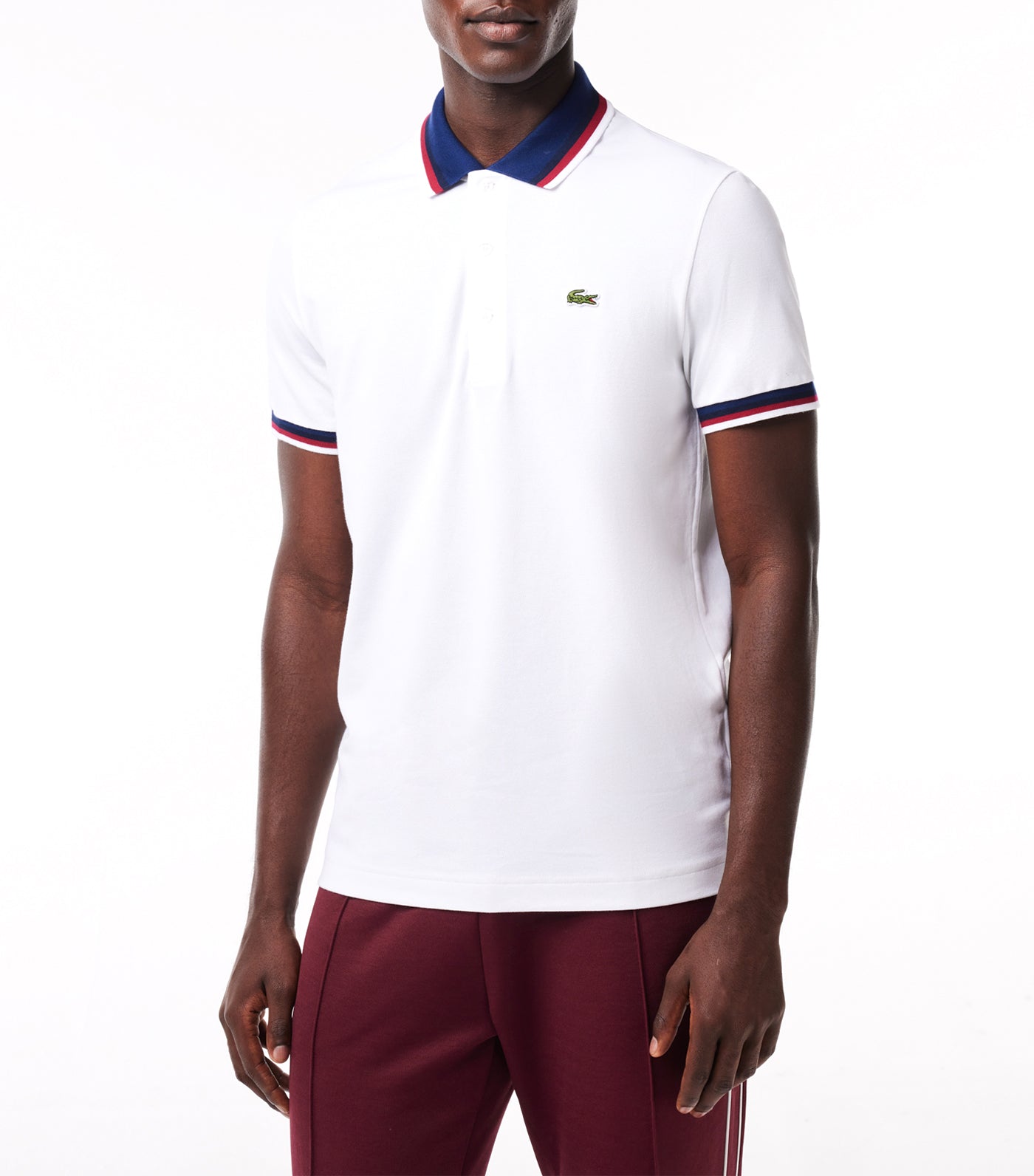 Contrast Collar and Cuff Stretch Polo Shirt White