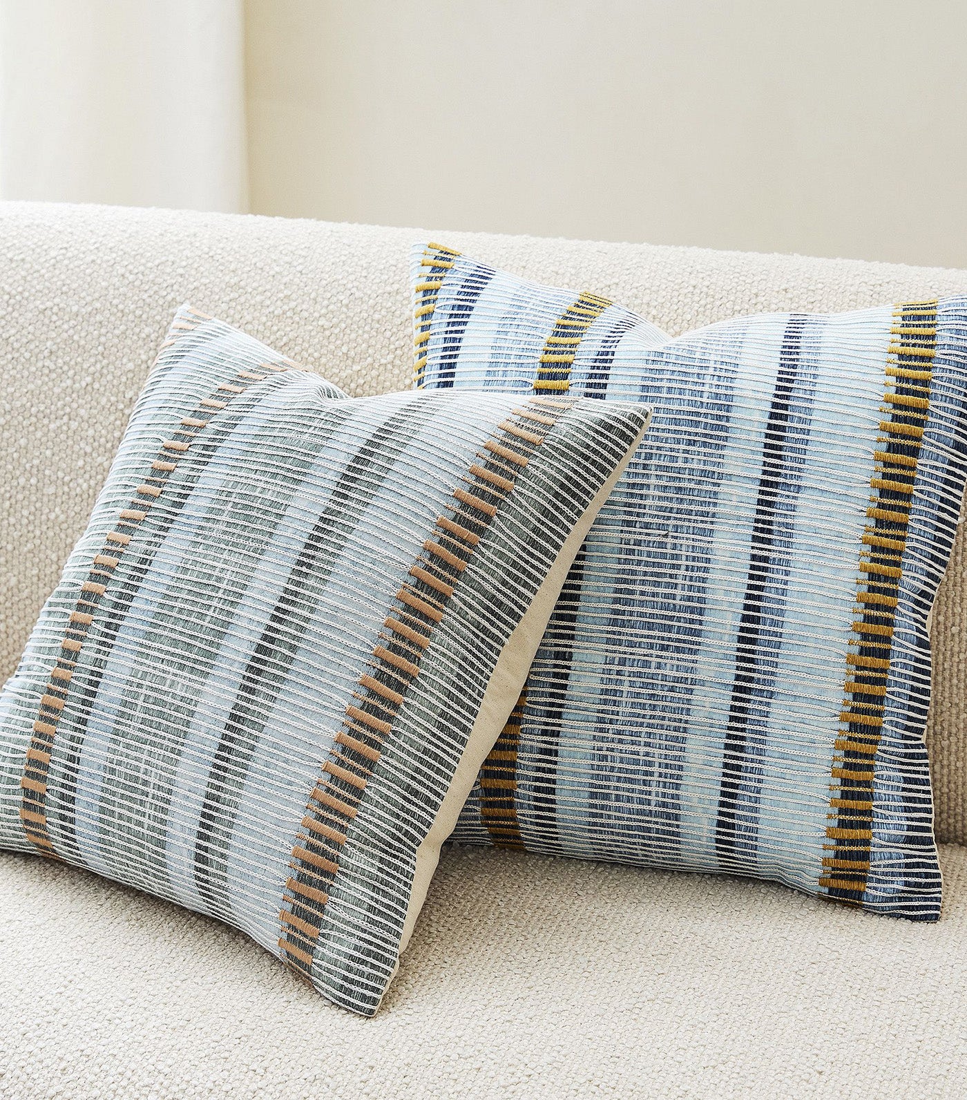 Embroidered Ladder Stripe Pillow Cover