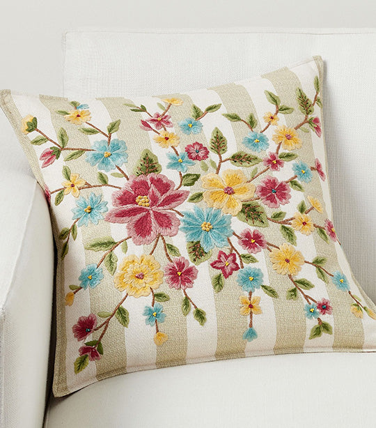 Pottery Barn Jean Floral Embroidered Reversible Pillow Cover Rustan s