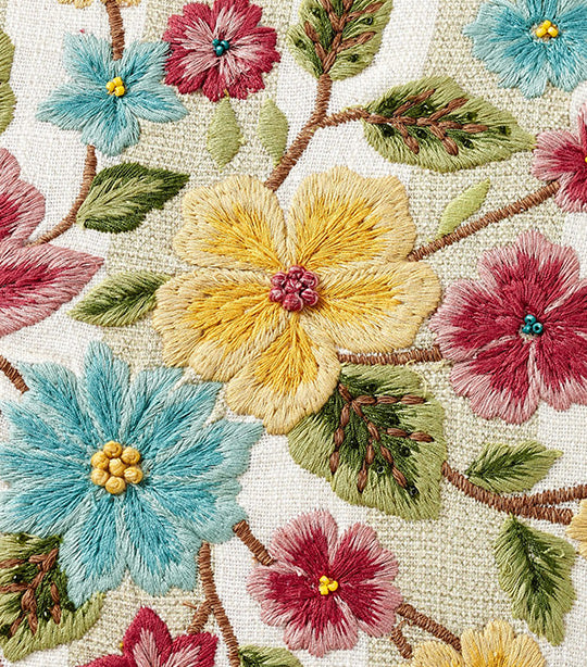 Jean Floral Embroidered Reversible Pillow Cover