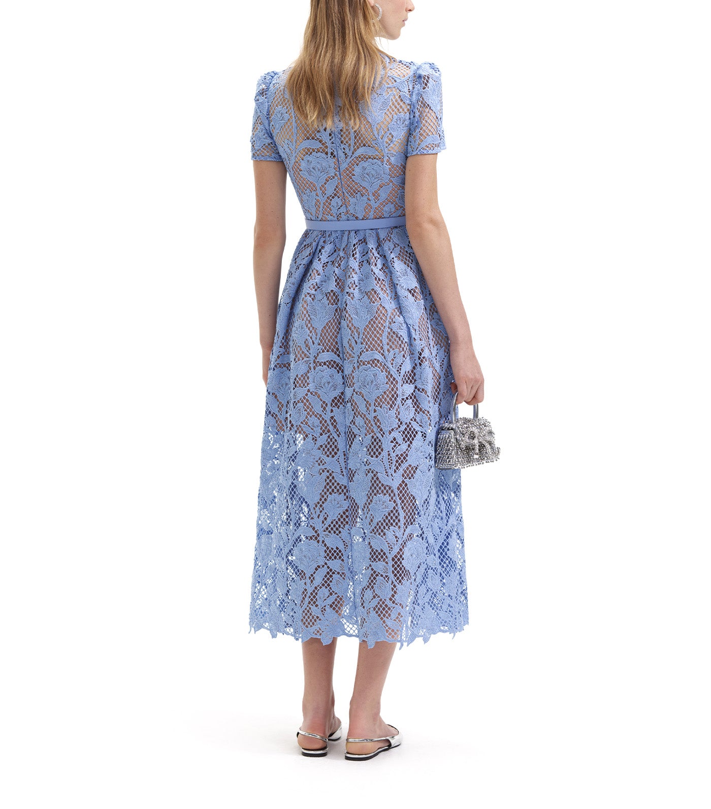Self-Portrait Lily Lace Midi Dress Blue | Rustan's