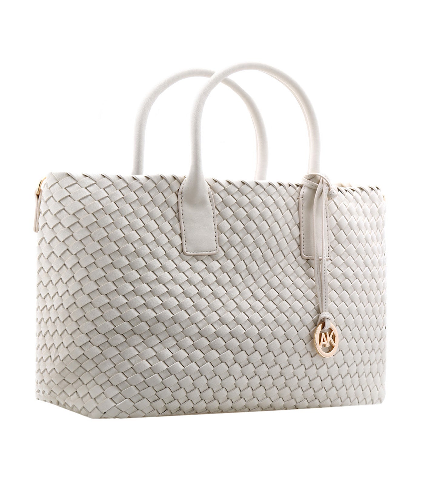 Large Woven Tote with Detachable Pouch Chalk