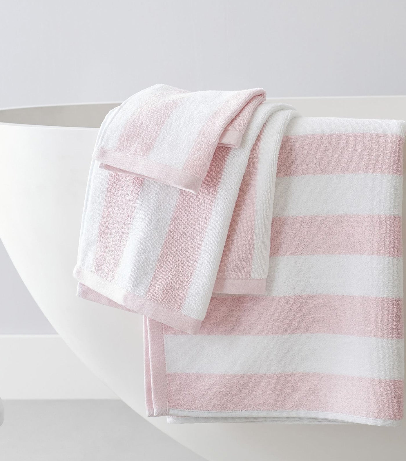 Rugby Stripe Bath Towel Collection, Washcloth - Pink