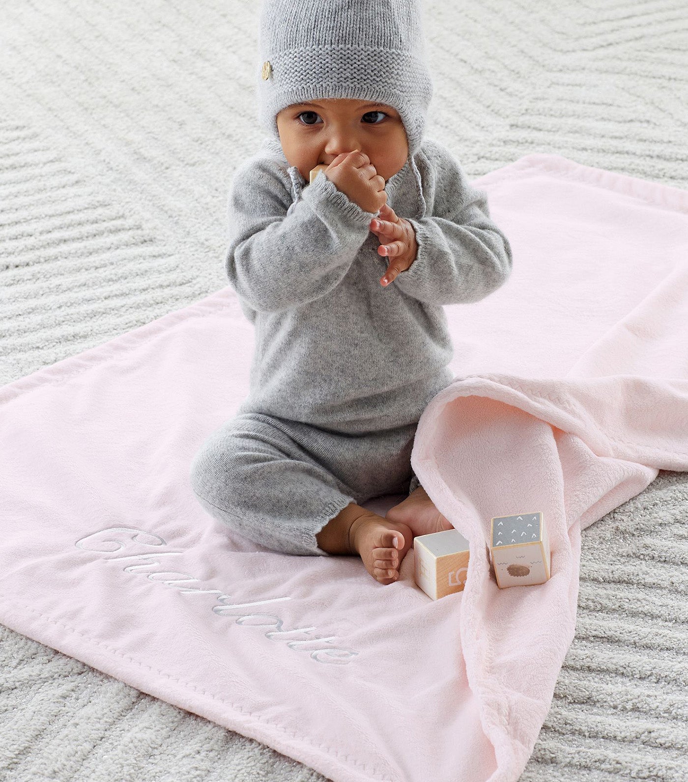 Chamois Baby Blanket - Light Pink