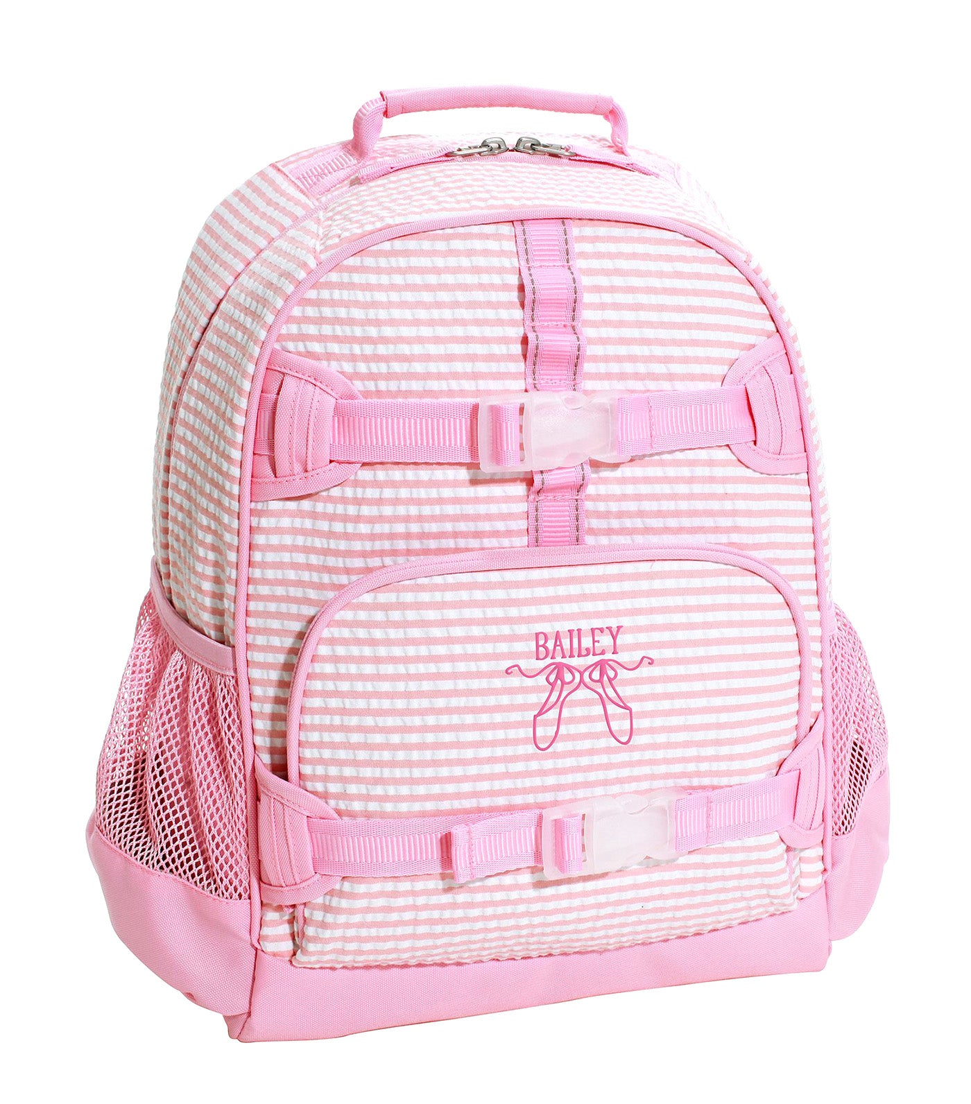 Mackenzie Bright Pink Seersucker Backpacks
