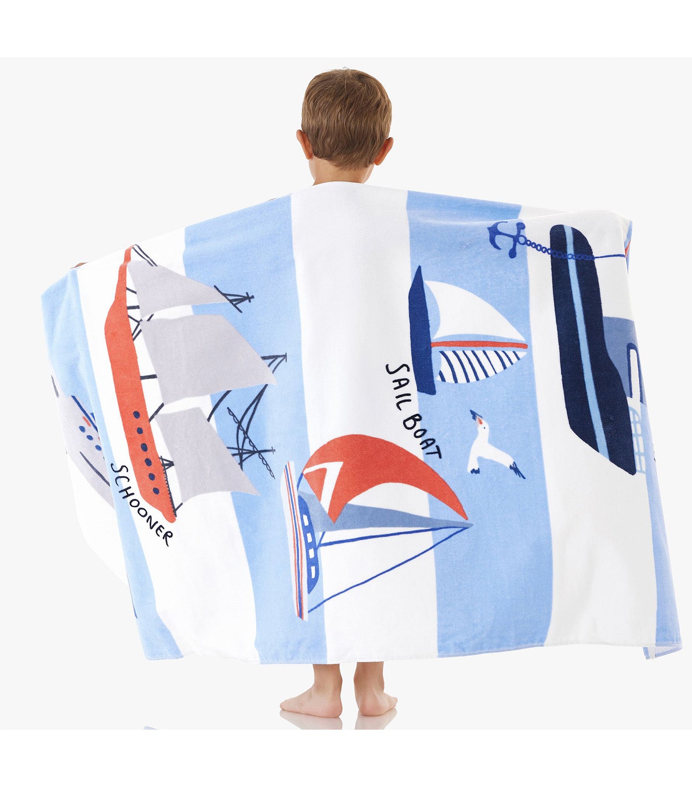 Boats Rugby Stripe Kid Beach Towel