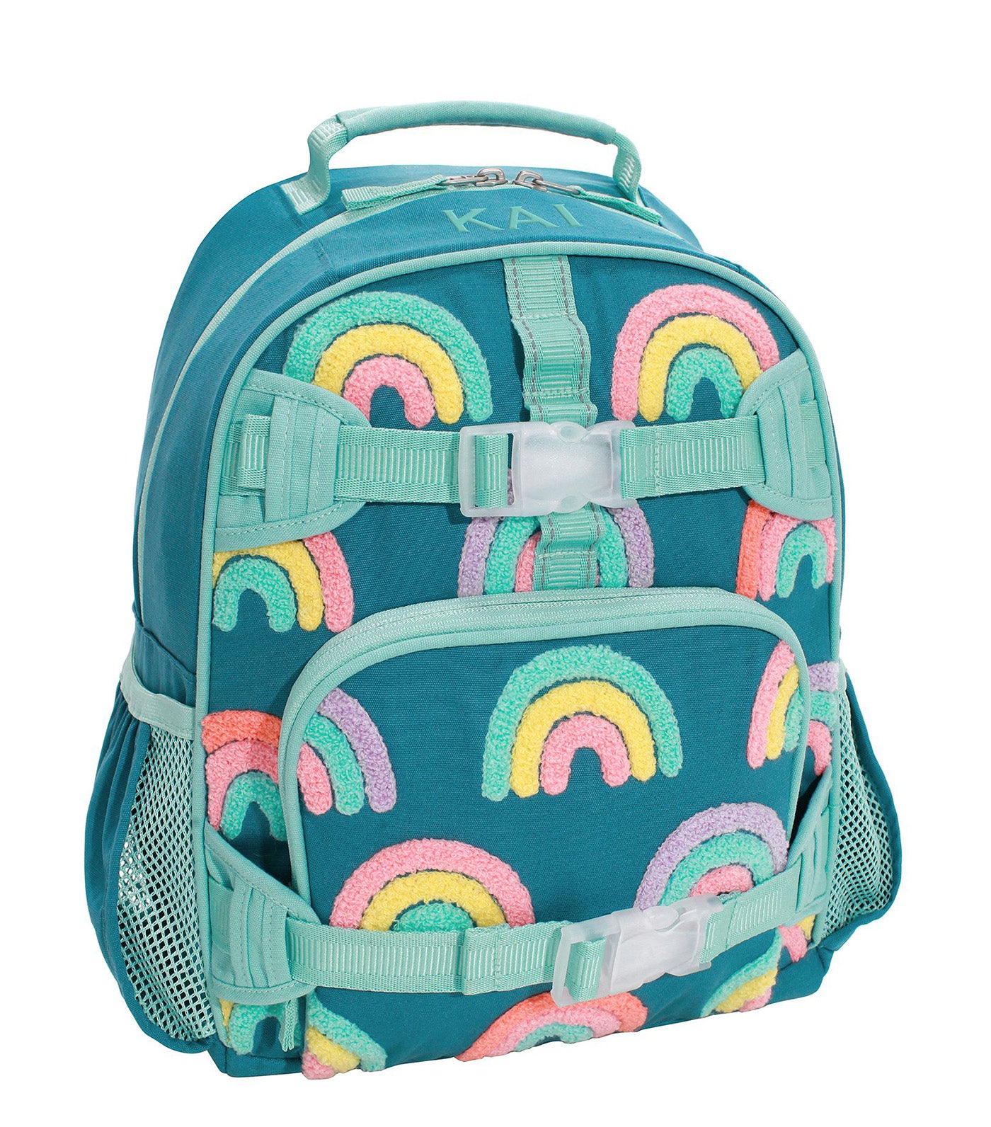 Mackenzie Turquoise Rainbows Chenille Backpacks