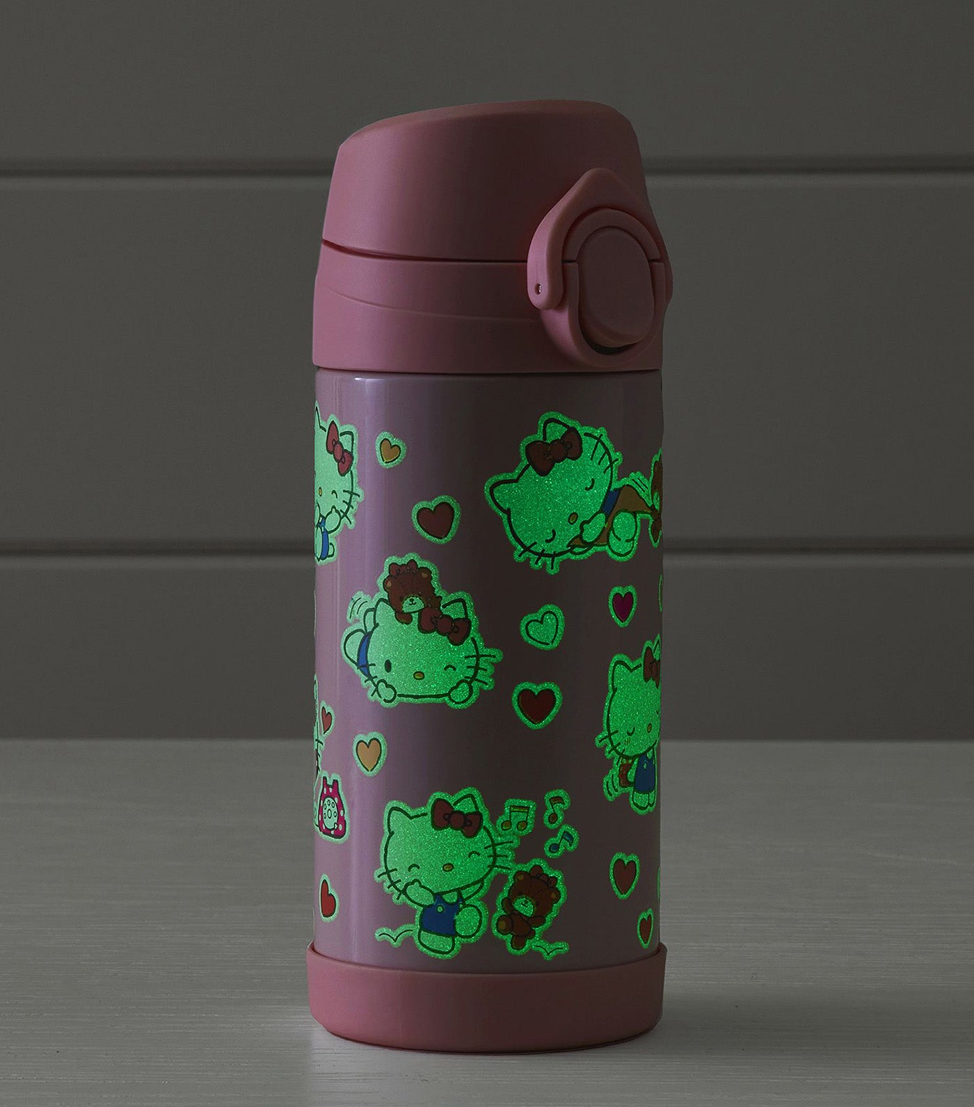 Mackenzie Hello Kitty® Hearts Glow-in-the-Dark Water Bottles - Regular