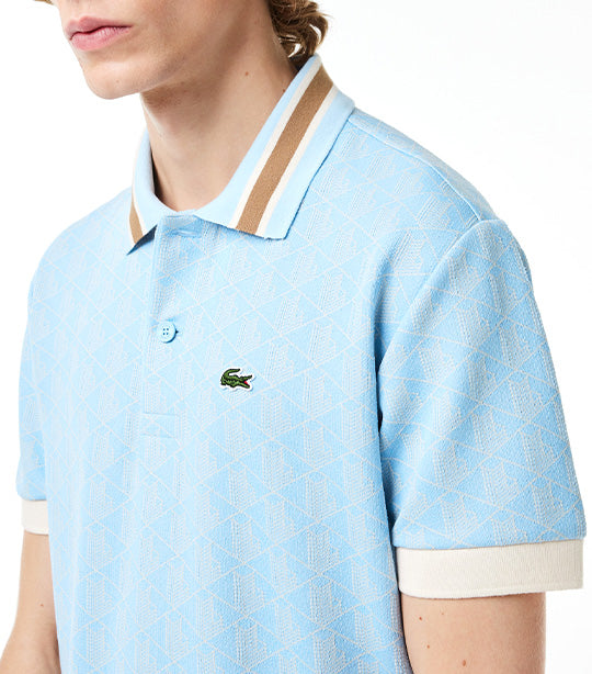 Classic Fit Contrast Collar Monogram Motif Polo Shirt Phoenix Blue/Flour