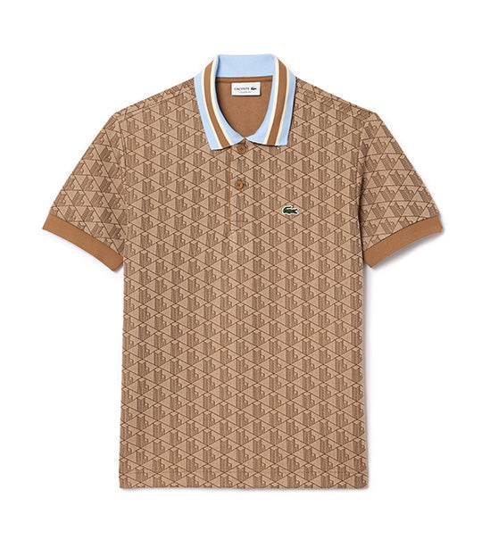 Classic Fit Contrast Collar Monogram Motif Polo Shirt Croissant/Cookie