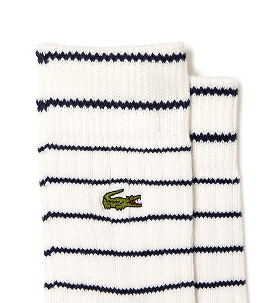 2-pack Short Striped Cotton Socks Navy Blue/Flour