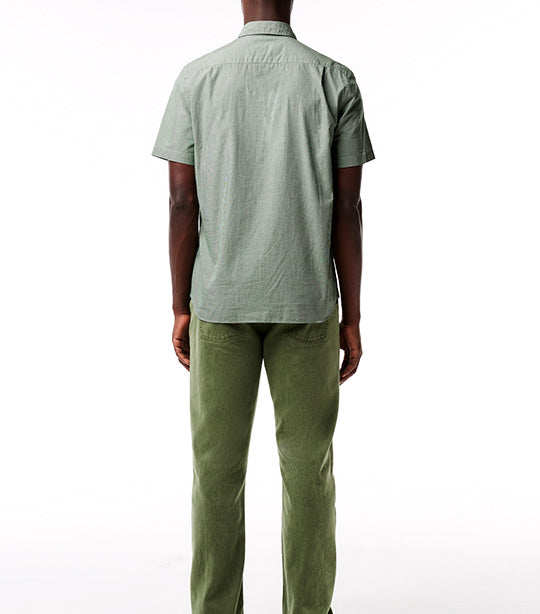 Short Sleeved Regular Fit Gingham Print Shirt White/Green