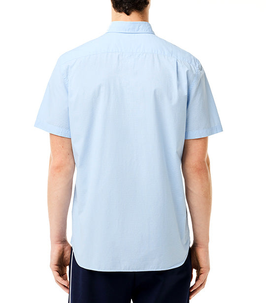 Short Sleeved Regular Fit Gingham Print Shirt White/Overview