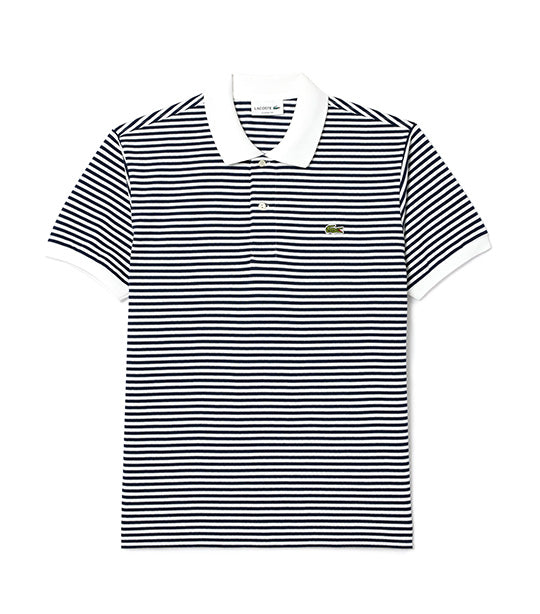 Original L.12.12 Striped Cotton Polo Shirt  White/Navy Blue