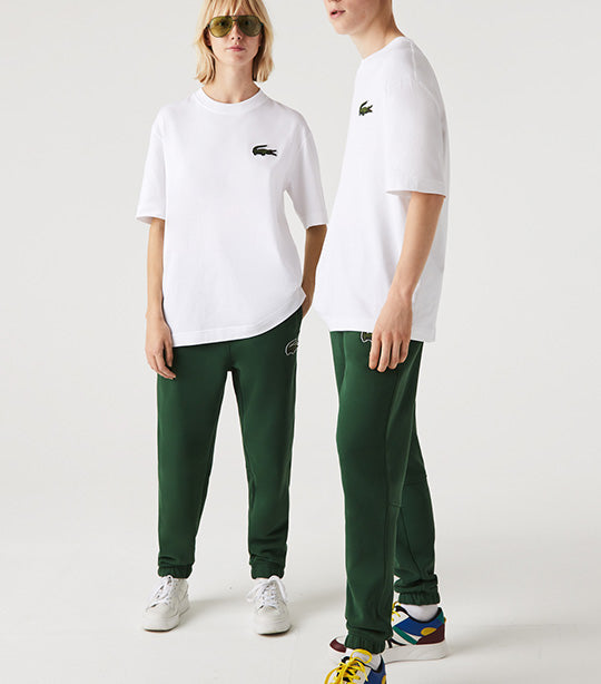 Unisex Loose Fit Large Crocodile Organic Cotton T-shirt White
