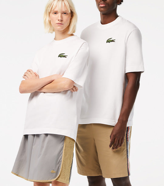 Unisex Loose Fit Large Crocodile Organic Cotton T-shirt White
