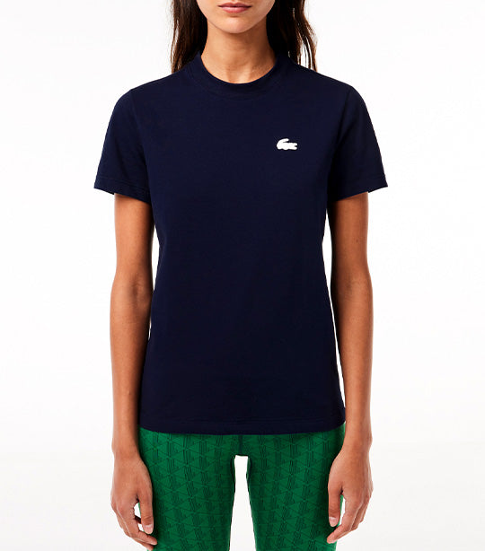 Women's Lacoste SPORT Organic Cotton Jersey T-Shirt Navy Blue