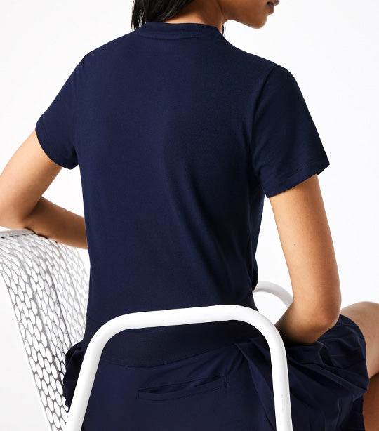 Women's Lacoste SPORT Organic Cotton Jersey T-Shirt Navy Blue