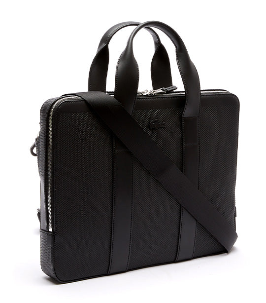 Men's Chantaco Piqué Leather Extra Slim Computer Bag Noir