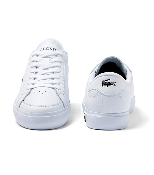Women's Lacoste Powercourt Leather Considered Detailing Trainers White/Black