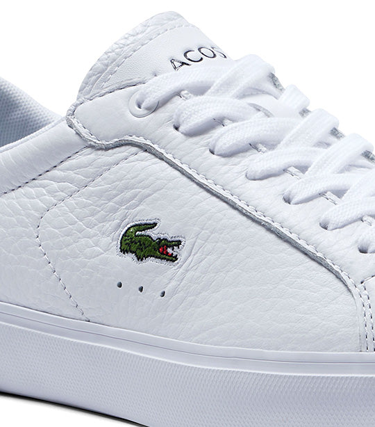Women's Lacoste Powercourt Leather Considered Detailing Trainers White/Black
