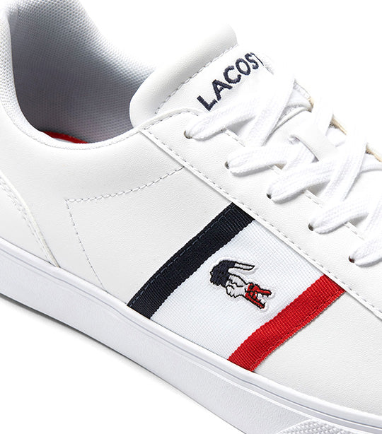 Men's Lacoste Lerond Pro Leather Tricolour Trainers White/Navy/Red
