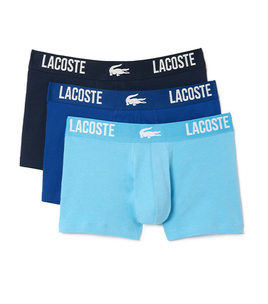 Men's Lacoste Branded Jersey Trunk Three-Pack Bonnie/Captain-Navy Blue
