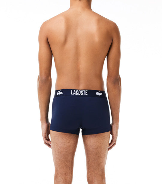 Men's Lacoste Branded Jersey Trunk Three-Pack Bonnie/Captain-Navy Blue