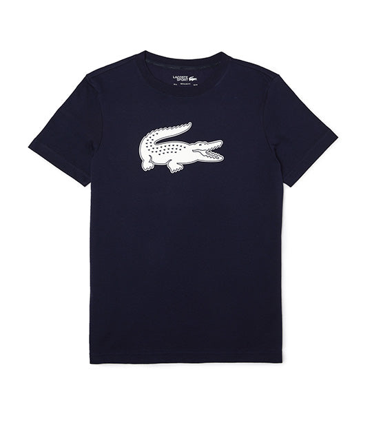 Men's Lacoste SPORT 3D Print Crocodile Breathable Jersey T-shirt Navy Blue/White
