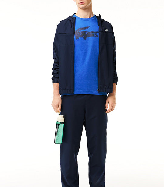 Men's Lacoste SPORT 3D Print Crocodile Breathable Jersey T-shirt Ladigue/Navy Blue