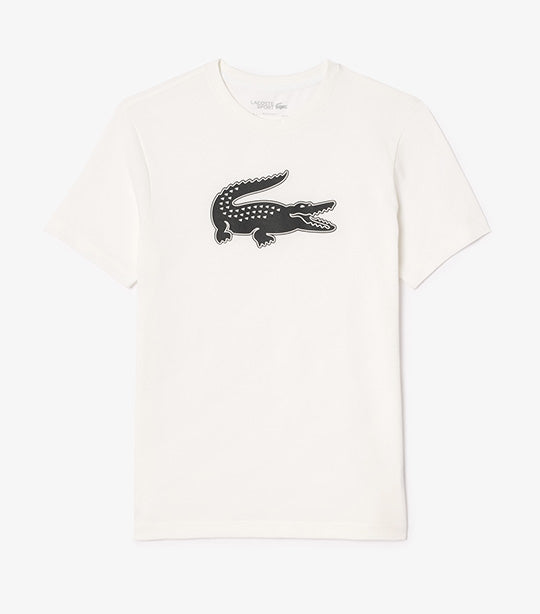 Men's Lacoste SPORT 3D Print Crocodile Breathable Jersey T-shirt White/Black