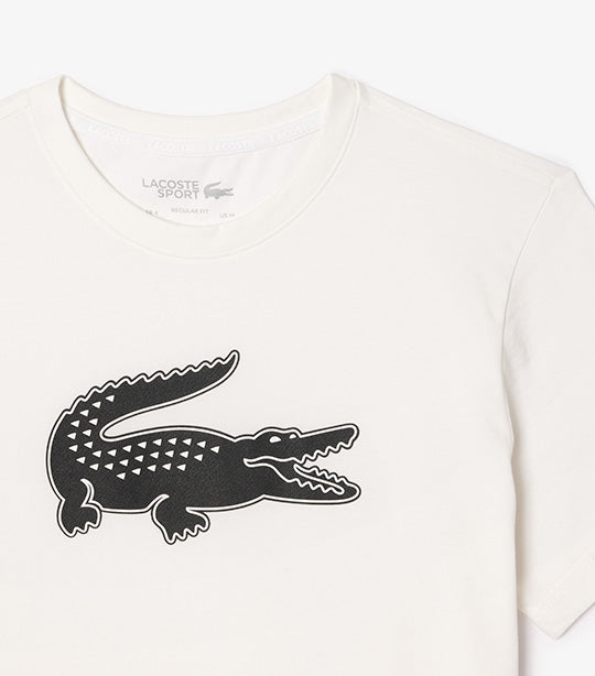 Men's Lacoste SPORT 3D Print Crocodile Breathable Jersey T-shirt White/Black
