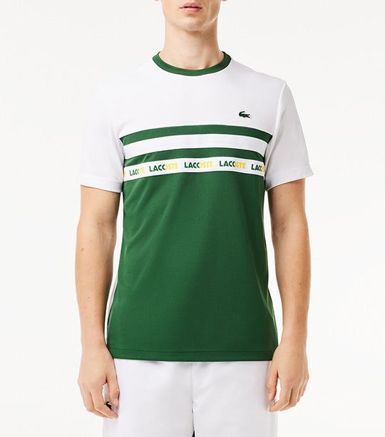 Ultra-Dry Logo Stripe Piqué Tennis T-shirt Green/White