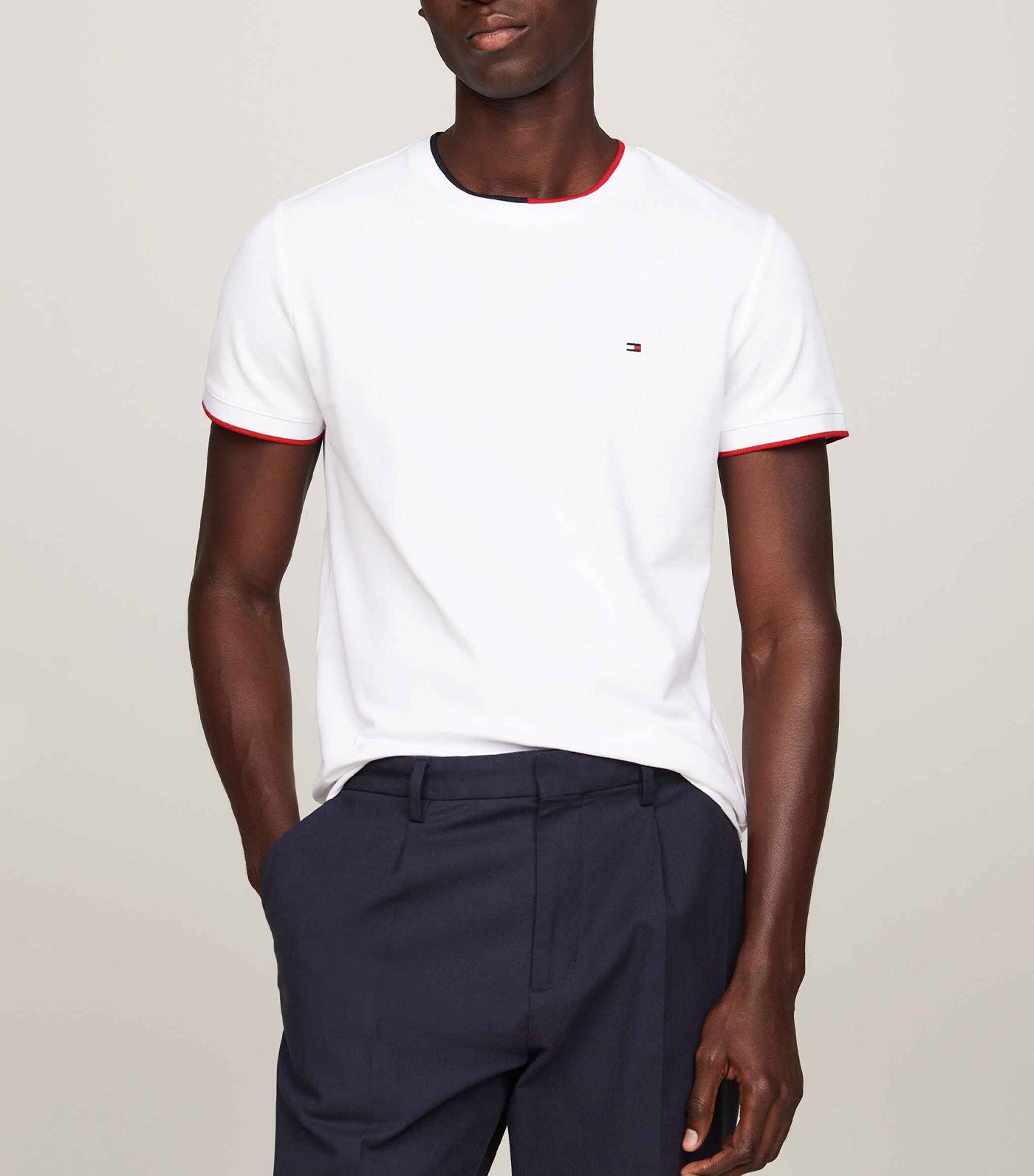 Men's Rwb Tipped Pique Tee White