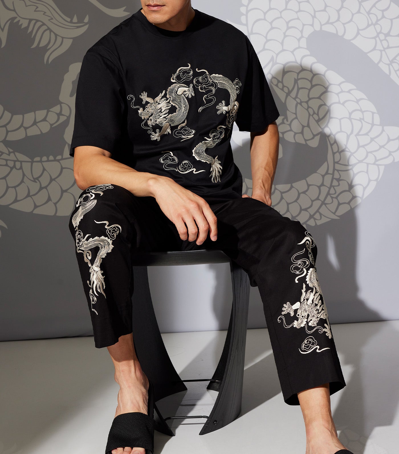 Dragon Luxe T-Shirt with Embroidery Black